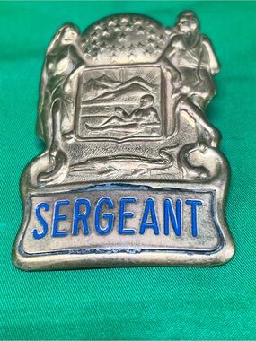 Vintage collectibles Metal 'Sergeant' Badge with Blue Lettering